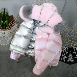 Manteau Duvet Femme Hiver avec Col en Fourrure