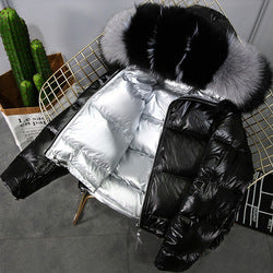 Manteau Duvet Femme Hiver avec Col en Fourrure