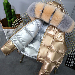 Manteau Duvet Femme Hiver avec Col en Fourrure
