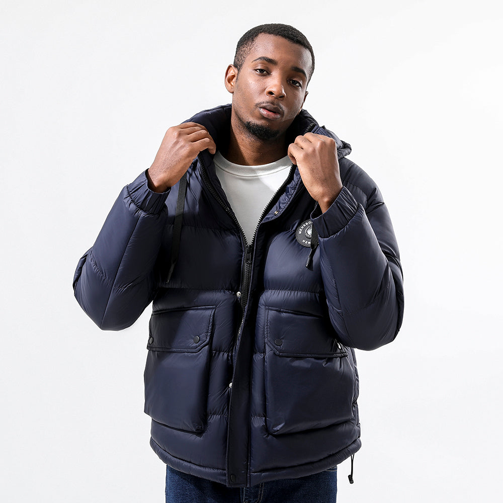 Doudoune Homme Hiver Nylon à Capuche Style Simple