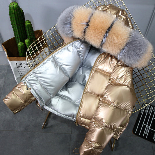 Manteau Duvet Femme Hiver avec Col en Fourrure