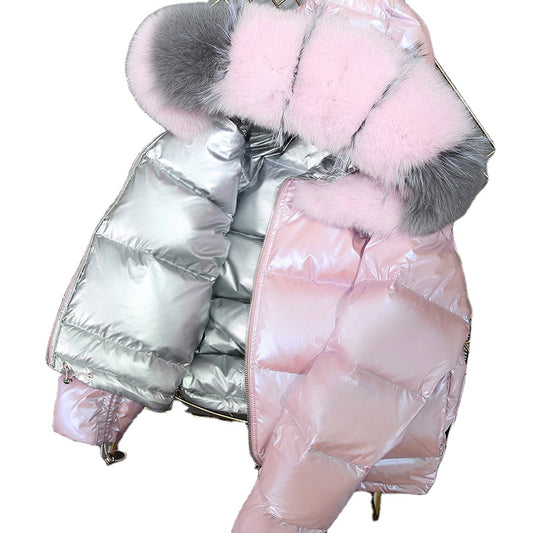 Manteau Duvet Femme Hiver avec Col en Fourrure