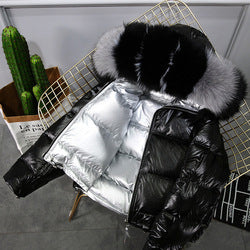 Manteau Duvet Femme Hiver avec Col en Fourrure
