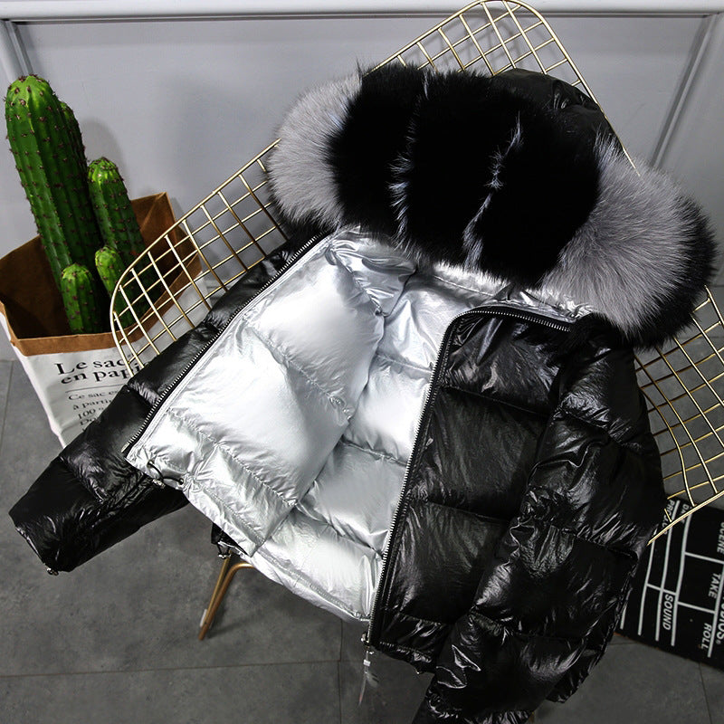 Manteau Duvet Femme Hiver avec Col en Fourrure