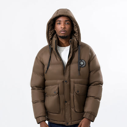 Doudoune Homme Hiver Nylon à Capuche Style Simple