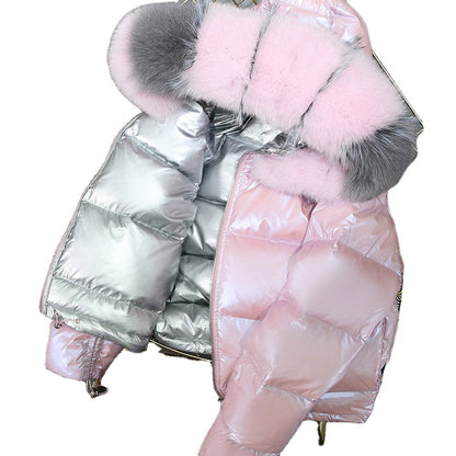 Manteau Duvet Femme Hiver avec Col en Fourrure